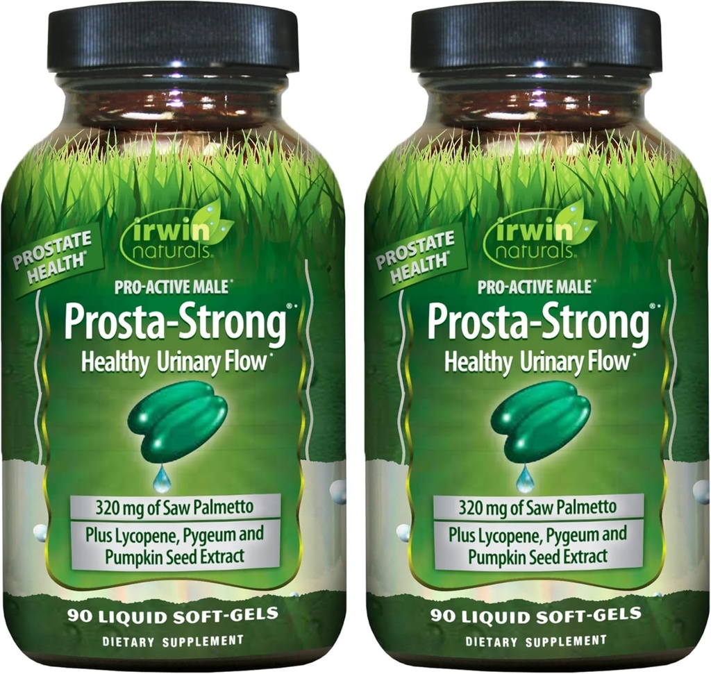Irwin Naturals Prosta-Strong - Prostate Health Support med Saw Palmetto, Lycopene, Pumpkin Seed & More - 90 Liquid Softgels (Pack of 2)