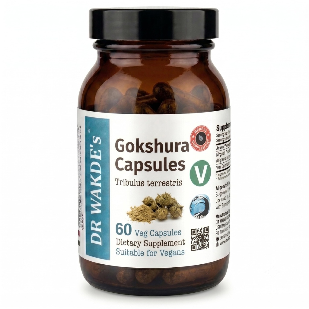 DR WAKDE'S Gokshura Capsules (Tribulus terrestris) - 60 Veg Caps | 100% Pure, All-Natural Supplement | Vegan, Plant-Based, Stöder Vitalitet och Urinär hälsa