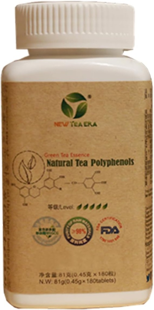 Grönt te extrakt 98%, Tea polyfenoler tabletter, Antioxidant och Immune Support, Enkel flaska 180 tabletter