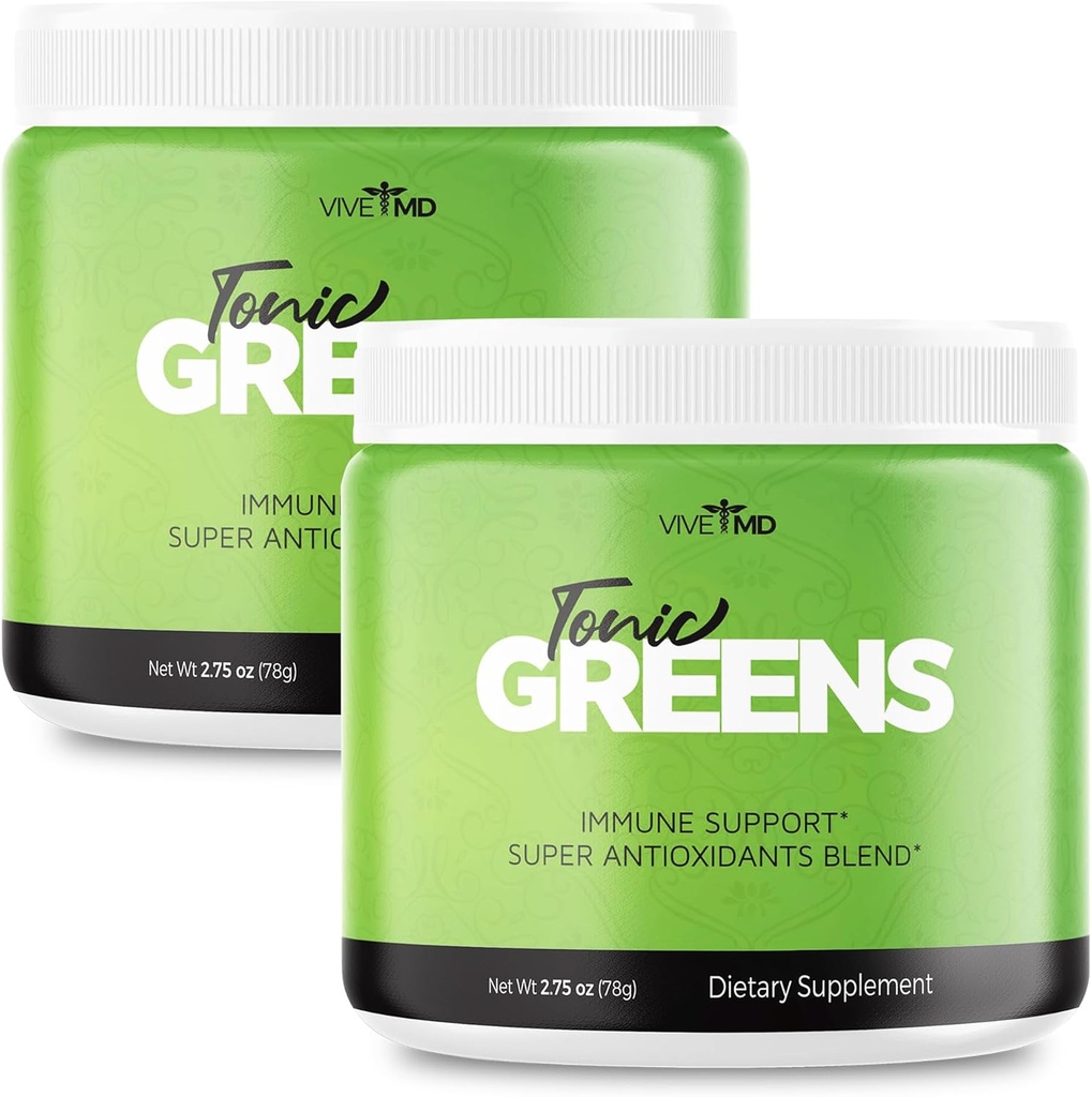 Tonic Greens Powder Vitamin Boost Supplement Officiell Formel - Natural Green Blend Energy Supplement Extra Strength - BCAA L-Glutamin Vitamin B6, Revolutionary Energy Fix Solution Reviews (2 Pack)
