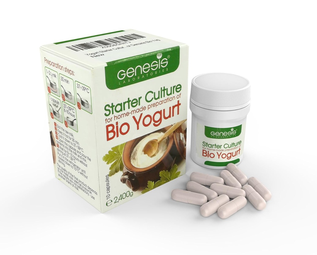 Bulgarisk Bio Yogurt Starter Culture - organisk, hemgjord - 10 kapslar för 20 liter