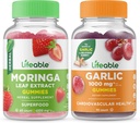 Livlig Moringa Leaf + Garlic 1000mg, Gummies Bundle - Stor smak, vitamintillskott, Gluten Free, GMO Free, Chewable Gummy