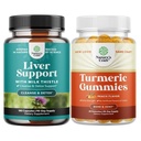 Bundle of Liver Cleanse Detox & Repair - Silymarin Milk Thistle med Dandelion Root Choline Beetroot Artichoke Extract och Turmeric Curcumin Gummies med Black Pepper Curcumin Powder för gemensamt stöd