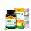 Country Life Vegan D3 5000 IE - Plant-Derived Vitamin D3 från Lichen - High Potency Immune & Bone Support - Certified Vegan, Gluten-Free, Non-GMO - 60 Softgels