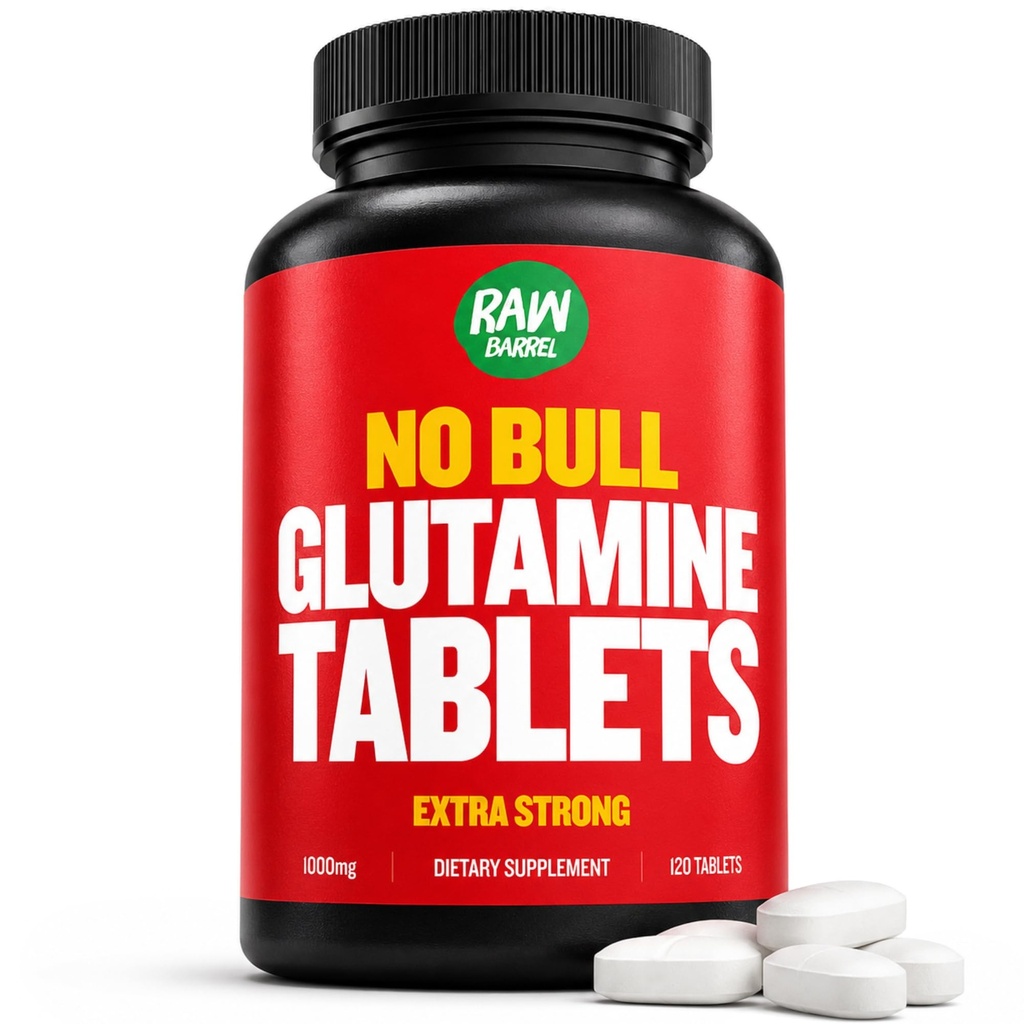 "No Bull" L-Glutamin tabletter, rena L Glutamin piller, icke GMO, L Glutamin Supplement, naturligt Vegan, Vegetarisk vänlig och glutenfri, 1000mg