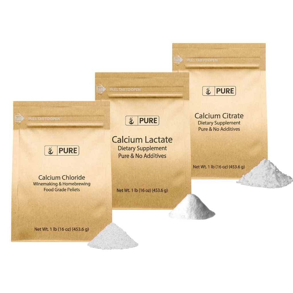 Rena Ursprungliga Ingredienser Kalcium Bundle (1lb) Kalciumklorid, Kalciumcitrat, Kalciumlaktat