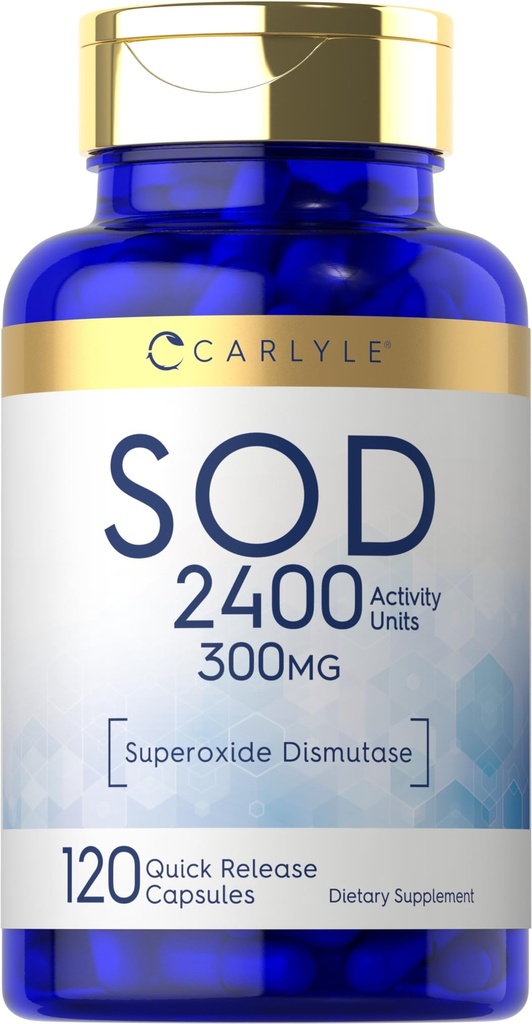 Carlyle S.O.D. Supplement Capsules | 300mg | 120 greve | Superoxid Dismutase | Icke-GMO och Gluten Free