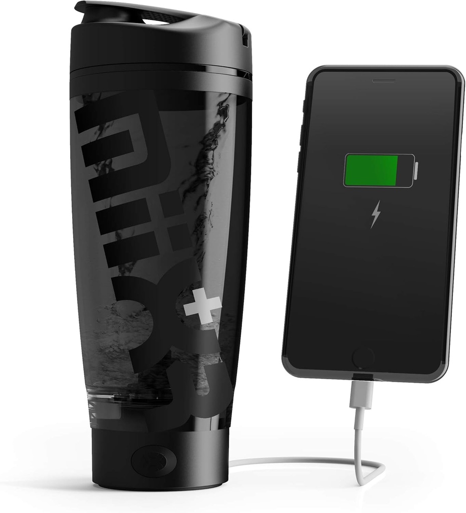 Promixx Charge Shaker Bottle (MiiXR + Edition) | Enhetsladdning Vortex Mixer med Supplement Storage och Easy-to-clean Tritan Cup (20oz | Stealth Black)