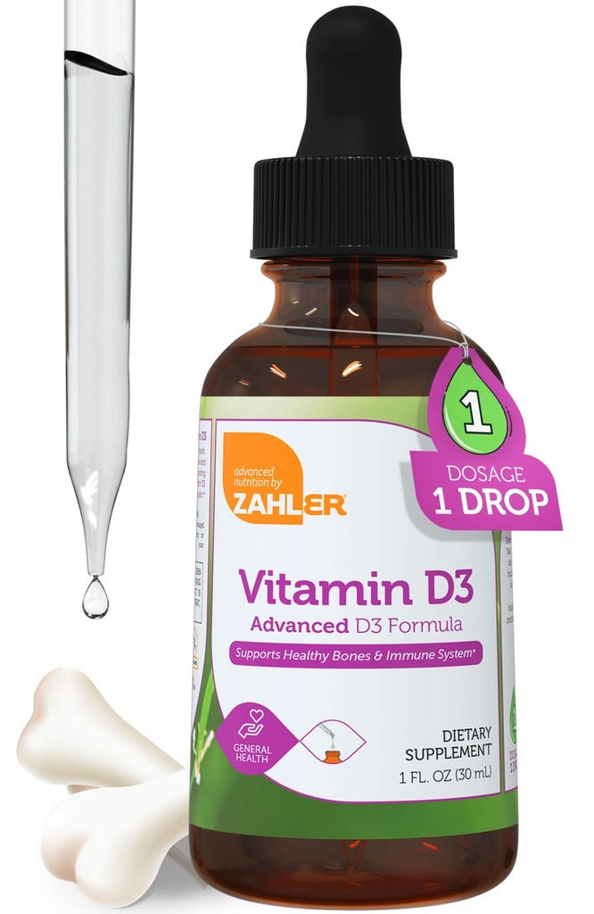 Zahler Liquid Vitamin D3 5000 IE - för vuxna ben och immunhälsa - Vitamin D3 Supplements for Women & Men (1 fl oz)