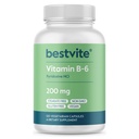 BESTVITE Vitamin B-6 200mg (120 Vegetariska kapslar) - Inga Stearates - Inga flödesagenter - Vegan - Ingen GMO - Glutenfri