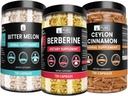 Rena ursprungliga ingredienser Berberine, Bitter Melon och Ceylon Cinnamon Capsules Bundle (730 kapslar) No Magnesium eller Rice Fillers