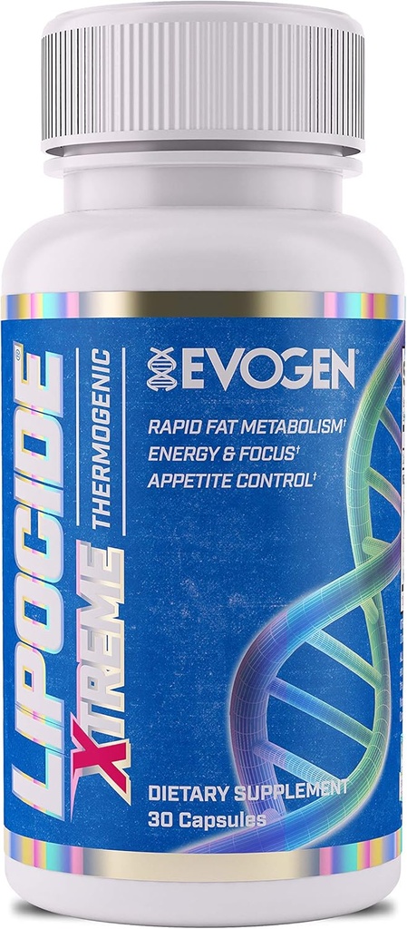 Evogen Nutrition Lipocide Xtreme | Maximal styrka singel kapsel Extreme Fat Burner, Dynamine, Capsimax, Bioperine | 30 kapslar