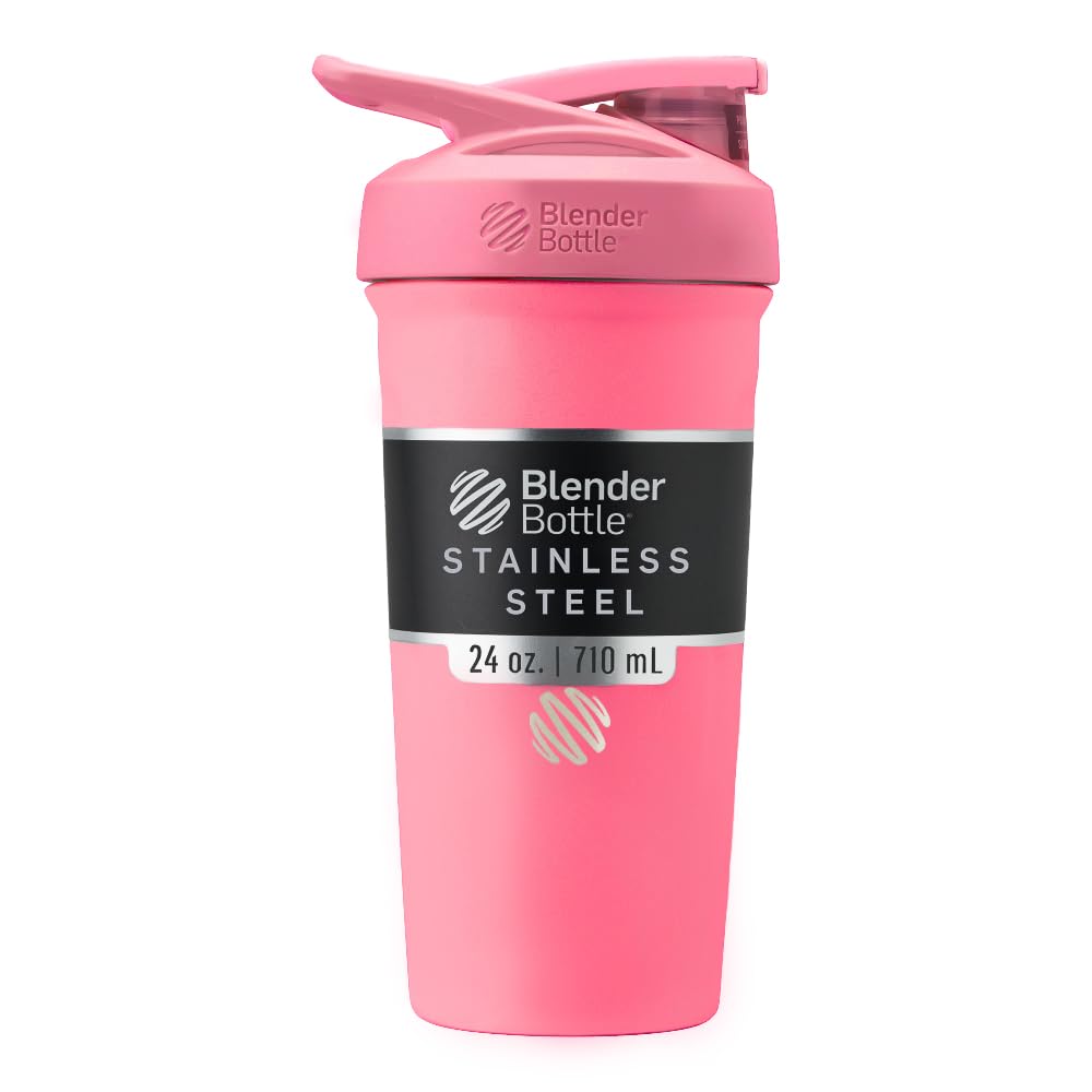 BlenderBottle Sport isolerade rostfritt stål Shaker Bottle med Wire Whisk, 24-Ounce, Pink - Protein Shakes & Hydration för idrottare & Fitness Entusiaster, Easy Mixing, håller Drinks Cold, Lockable Lid