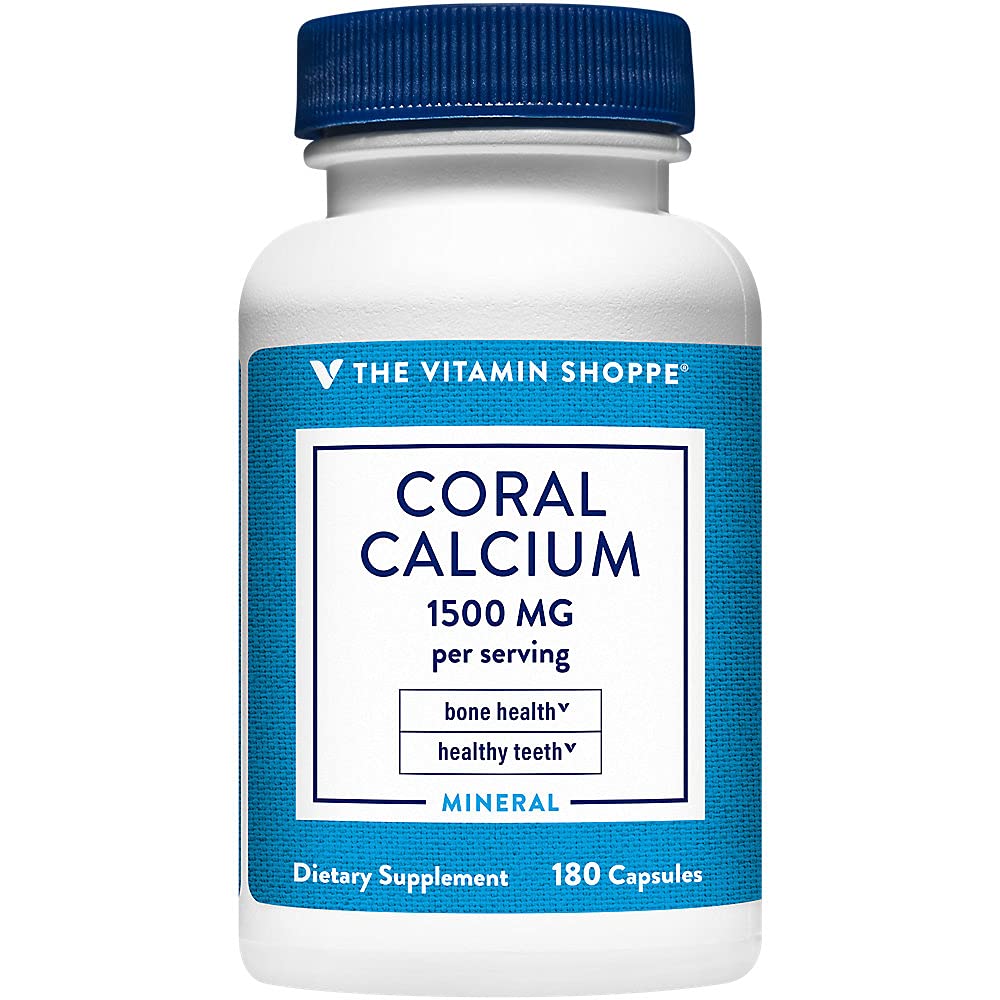Vitamin Shoppe Coral Calcium 1,500MG - Eco Safe Source of Calcium, Magnesium & Trace Minerals för att stödja hälsosamma ben och tänder (180 kapslar)
