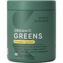 Sports Research® Organic Greens Superfood Powder w/Spirulina, Chlorella, Adaptogens, Enzymes, Probiotics & 8 VIT Bs for Gut & Mood Support* - Vegan, Sugar-Free & Low-Cal Pineapple Coconut 30 Servings
