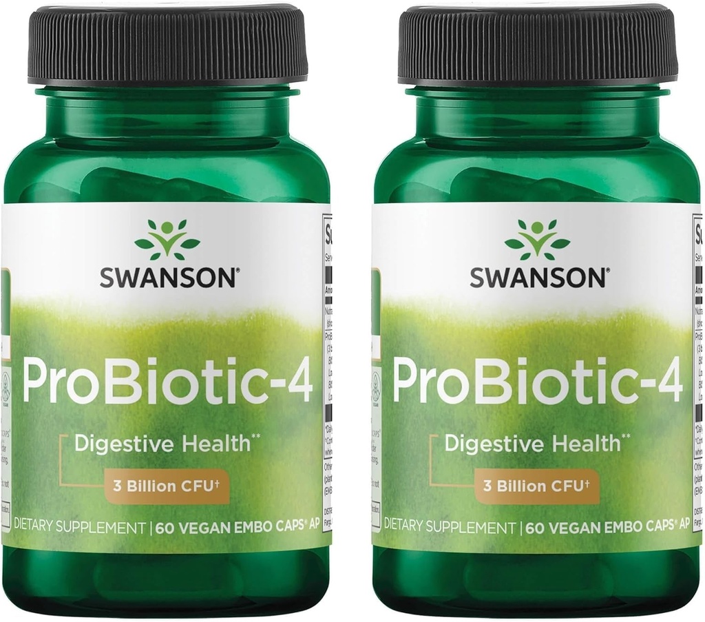 Swanson Probiotic-4 3 miljarder Cfu 60 Veg Caps (2 Pack)