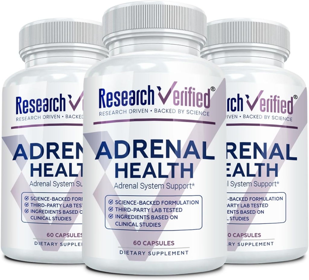 Forskning Verified Adrenal Support - 180 kapslar - Stöd Adrenal Gland Funktion, Boost Energy, Balance Cortisol - Mushrooms, B Vitaminer, Bioflavonoider, BioPerine