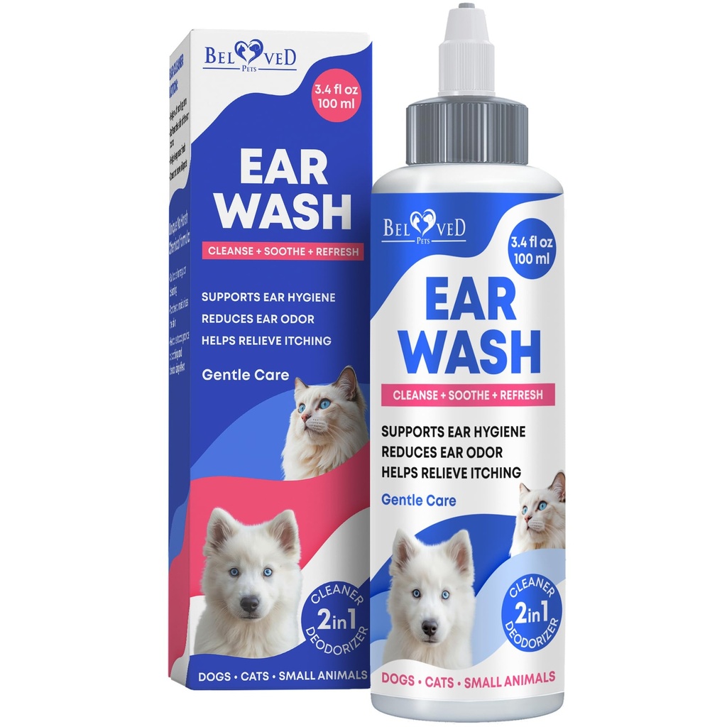 Cat & Dog Ear Cleaner Drops & Wash Solution - Yeast Otic Infection Treatment & Itchy Ear Relief för Pet - Wax Remover & Flush Remedy för alla husdjur