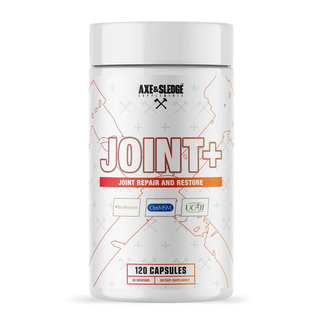Axe & Sledge Joint+ | Gemensamt hälsostödstillägg med UC-II Collagen, Glukosamin, MSM, Bioperine | 1g Glukosamin, 500mg OptiMSM, 40mg UC-II Collagen | 30 portioner