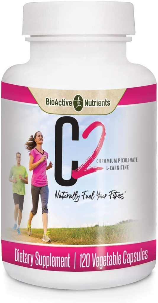 BioActive Nutrients C2-Chromium Picolinate with L-Carnitine to Aid Metabolism of Fat and Carbs - 120 Vegetable Capsules - No Preservatives
