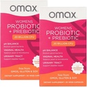 2 Pack Omax Prebiotics & Probiotics Complex för kvinnor, pH Balance, Vaginal Health, Urinary Tract, Yeast, UTI / BV Prevention, Bloating pH 20 miljarder CFU | Vegan, Organic, Gluten Free, 60 Vege-Capsules