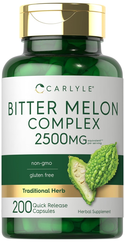 Carlyle Bitter Melon kapslar 2500 mg | 200 greve | Non-GMO & Gluten Free Extract | Komplext tillskott