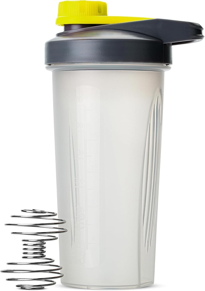 Mr Pen- Shaker Bottles för proteinblandningar med Twist Cap, 28 oz, Gray / Yellow, Protein Shaker Bottle med Wire Whisk Ball