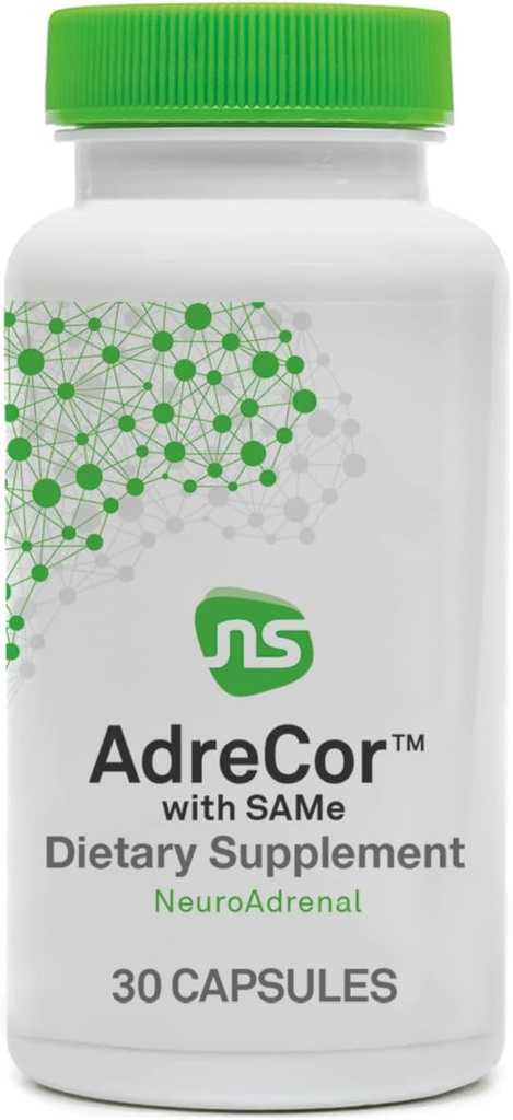 NeuroScience Adrenal Support Supplements for Women & Men - AdreCor with Same - Help Combat Adrenal Fatigue & Promote Mood Support - with L Tyrosine + Activated Vitamin B6 & Vitamin B12 (30 Capsules)