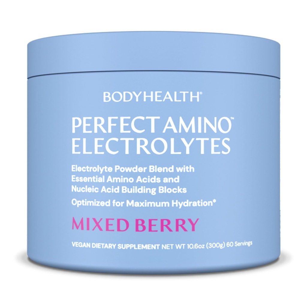 BodyHealth PerfectAmino Electrolytes Powder No Sugar, Keto Sugar Free Fasting Electrolytes Drink Mix, Hydration Powder med spårmineraler - Mixed Berry - 60 portioner