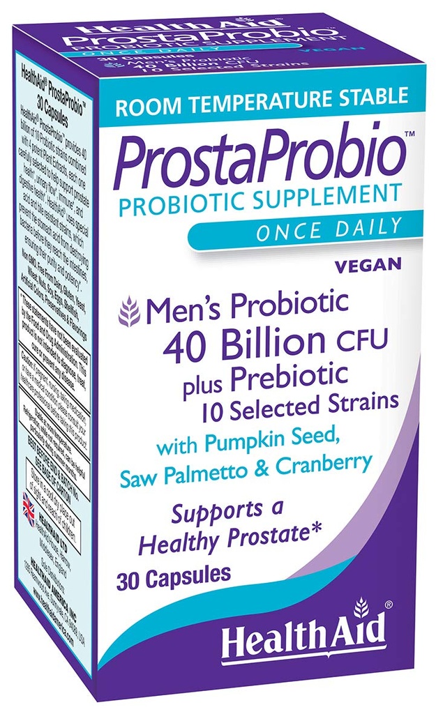 ProstaProbio Mäns dagliga probiotikum - 10 stammar med prebiotisk, Pumpkin Seed, Saw Palmetto & Cranberry | 30 Once-Daily Vegetarian Capsules för Prostate & Urinary Wellness Support