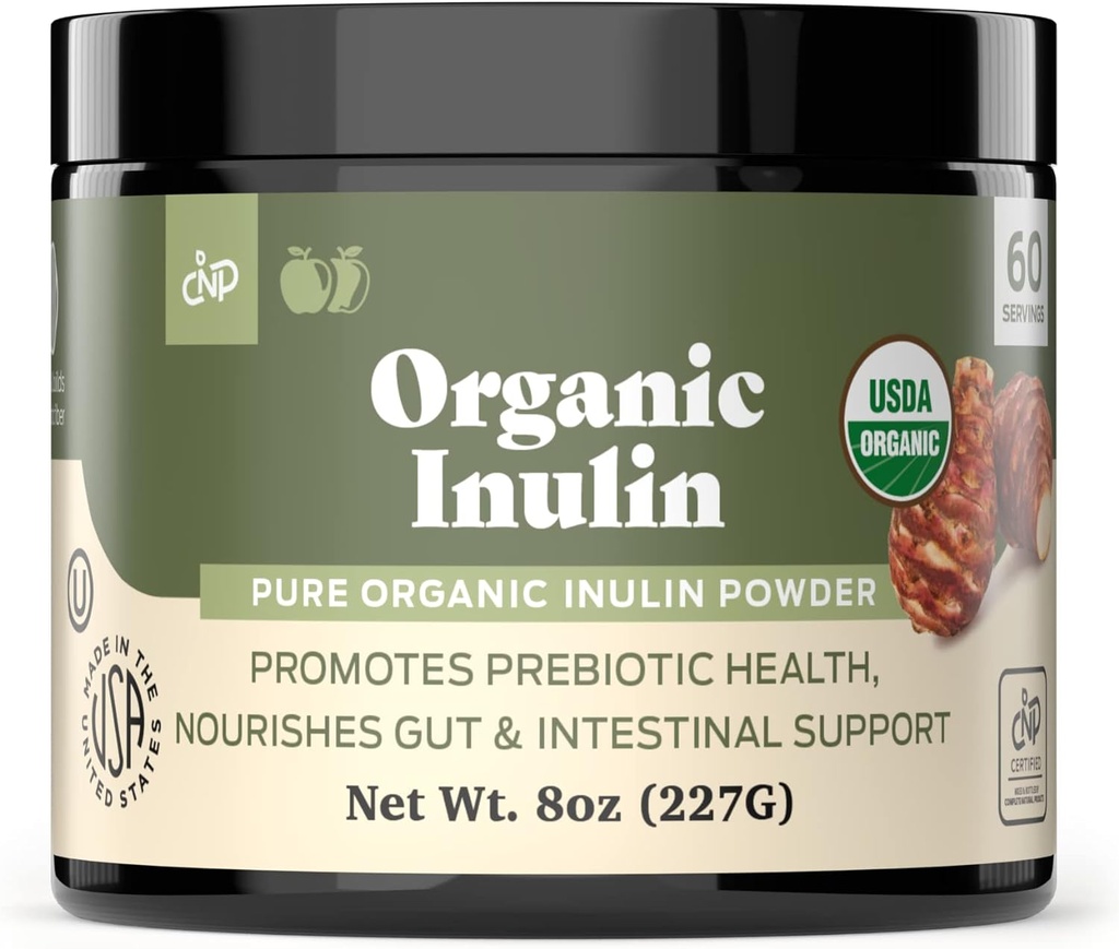 Fullständiga naturliga produkter ren organisk inulinpulver 8oz & Digestive Enzymes 100 kapslar Bundle