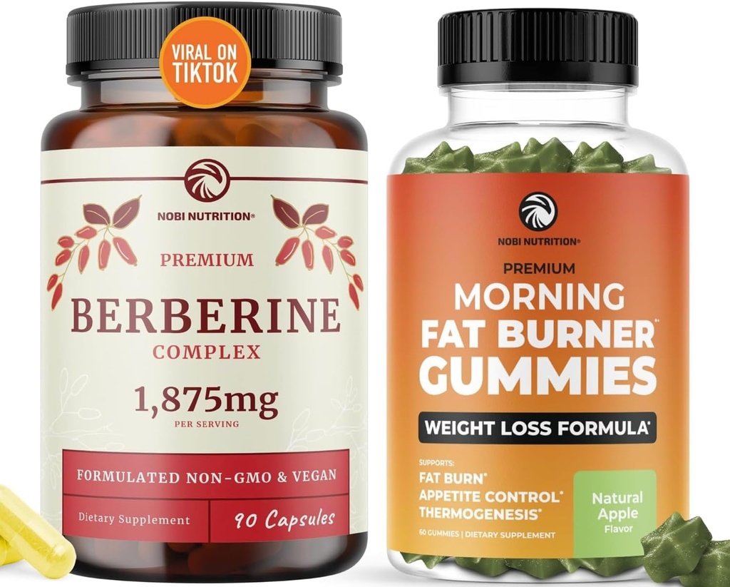 Berberine Complex Supplement och Burn Gummies | Full Weight Loss Support med Green Tea & Bitter Melon | Appetite Suppressant, Belly Fat Reducer och Thermogenic Support | 1 Month Supply