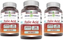 Fantastiska formler Folsyra 1000 mcg (1 mg) tabletter Supplement | Vitamin B9 | Icke-GMO | Gluten Free | Gjord i USA (240 greve | 3 Pack)
