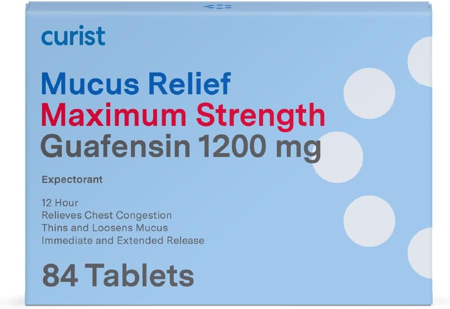 Curist Guaifenesin Mucus Relief 1200 mg Maximum Strength OTC - 84 greve Extended Release tabletter - Minska Mucus Clear Congestion (84 greve Tablet Bulk Pack)