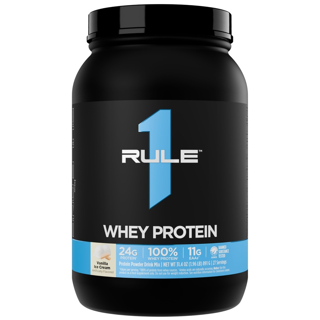 Regel 1 Whey Protein - 24g Fast-Acting Protein från All-Whey Källor med Naturligt Occurring EAAs & BCAAs för Workout Recovery eller Anytime Use (2 Pounds *, Vanilla Ice Cream)