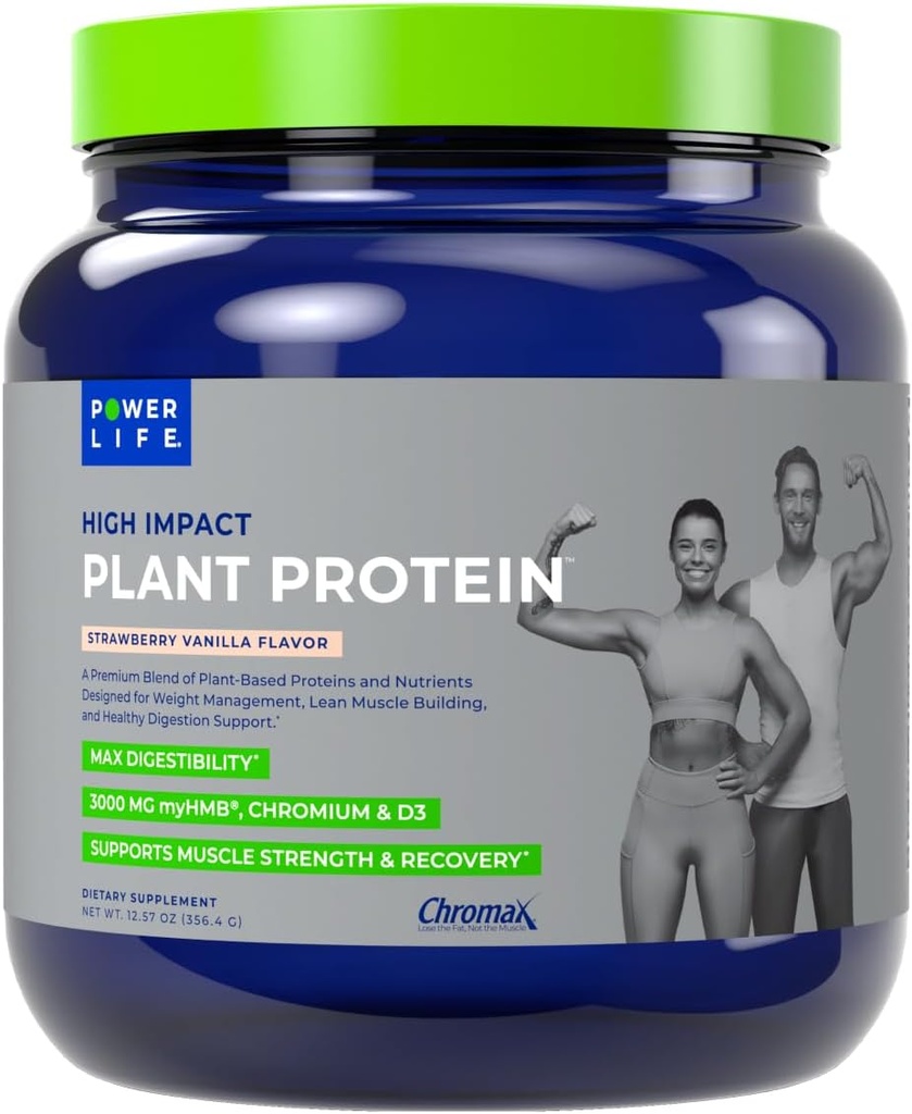 POWERLIFE High Impact Grass Fed Whey Protein med 3000 MG HMB, No Sugar Added, Non-GMO, Hormone och Antibiotic Free, 15 Servings (Strawberry Vanilla - New Formel)