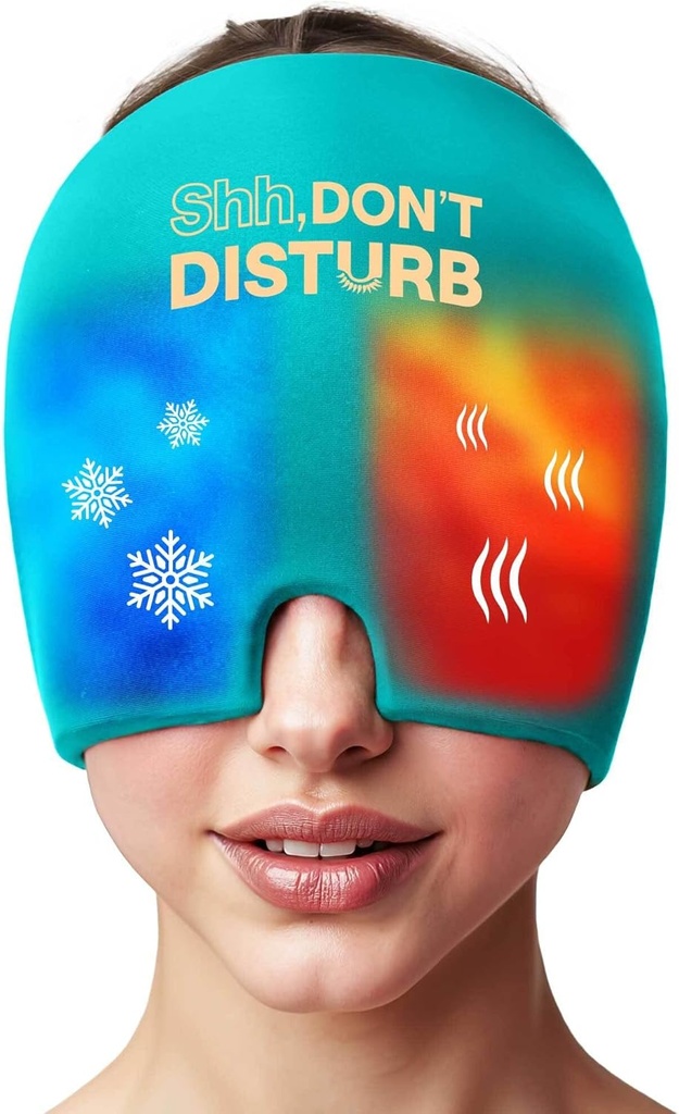 Migraine Relief Cold Cap - Återanvändbar Gel Ice Pack Head Wrap för huvudvärk, Puffy Eyes, Sinus Pressure, Hangover - 360° kompression Migraine Hat för kvinnor och män - Cooling Cap för spänning och stressavlastning