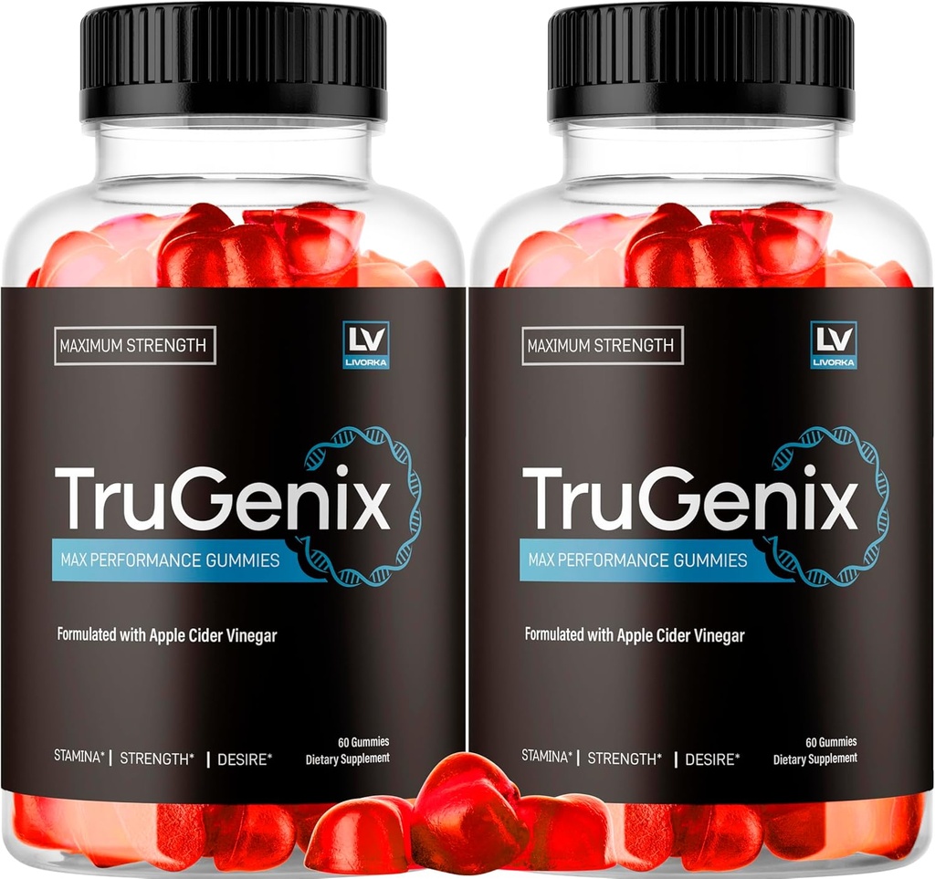 (2 Pack) TruGenix Gummies, TruGenix Gummies for Men, Official TruGenix Gummies Advanced Formula, TruGenix ACV Gummies, TruGenix Support Supplement Gummies, Premium Formula, 120 Gummies for 2 Months