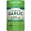 Naturens sanning Odorless Garlic Softgels | 2400mg | 180 greve | Non-GMO & Gluten fri tillägg