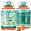 2 Pack Organic Valerian Root Gummies, Natural Calm för att hjälpa till med avkoppling, Herbal Supplement för humörstöd, Melatonin Free, Non-GMO, Gluten Free, Vegan, Green Grape Flavor, 120 Count