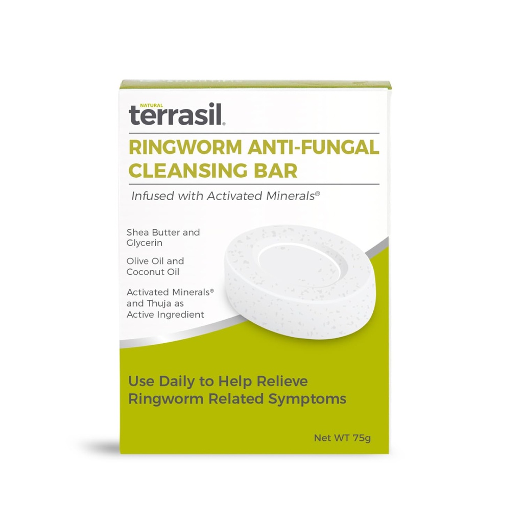 terrasil Antifungal Ringworm Soap (75g) Ring Worm Soap Bar with Natural Ingredients Featuring Coconut Oil & Shea Butter, Ringworm Treatment for Humans Skin Antifungal Soap, Dermatologist Tested