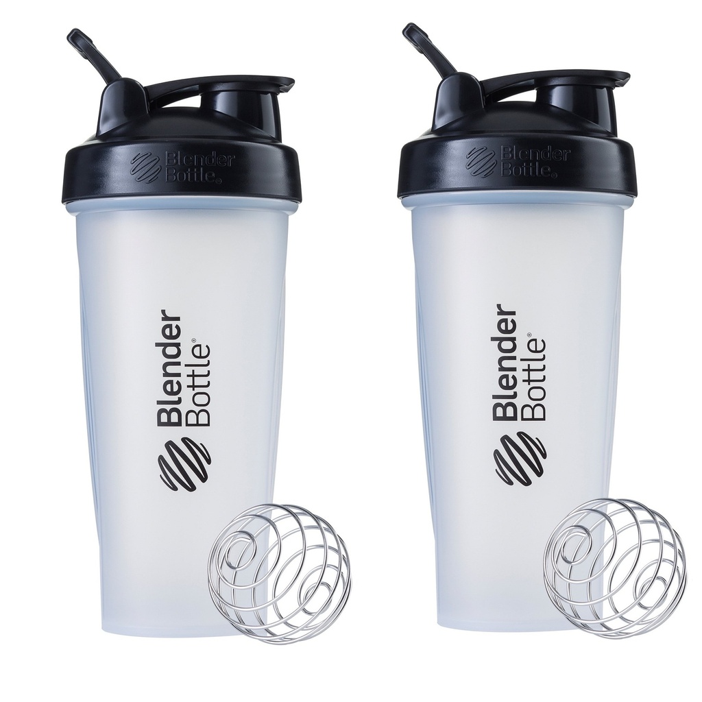 BlenderBottle Classic Shaker Bottle Perfekt för Protein Shakes och Pre Workout, 28oz, Clear / Black (Pack of 2)