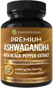 Ashwagandha Supplement Made med Premium Ashwaganda Root Powder 1200mg med Black Pepper Extract för ökad absorption - 120 Vegi Capsules