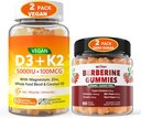 2Pack Vegan Vitamin D3 5000IU K2 Gummies + 2Pack Berberine Supplement 1500mg Gummies