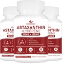 Astaxanthin och Lycopene 70mg,Astaxanthin Supplement med Phosphatidylcholine, Lutein och Zeaxanthin, kraftfulla antioxidanter Supplement (180 kapslar)