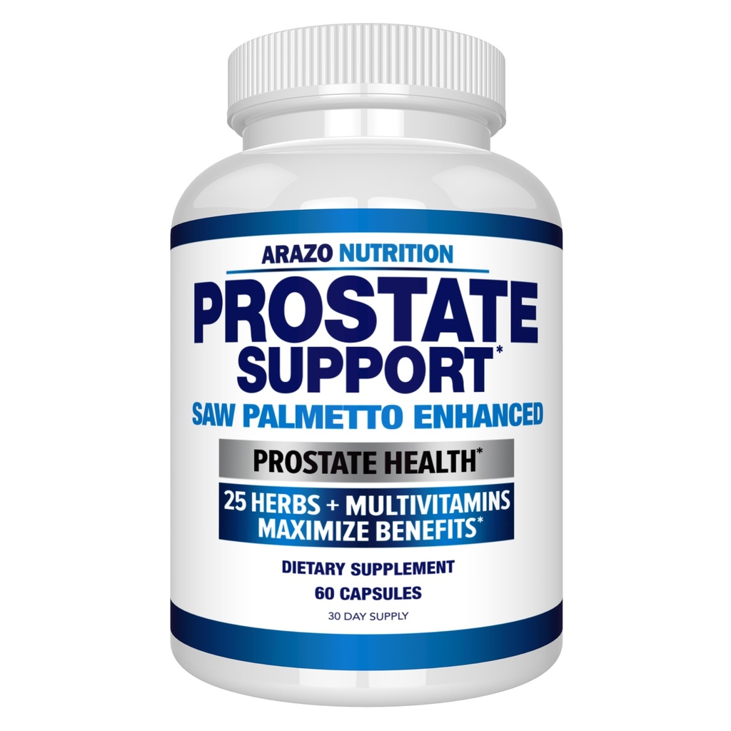 Arazo Nutrition Prostate Supplement - Saw Palmetto + 25 Herbs - Reduce Frequent Urination, Reduce Hair Loss, Support Stamina - Single Homeopathic Herbal Extract Health Supplements - Capsule eller Pill