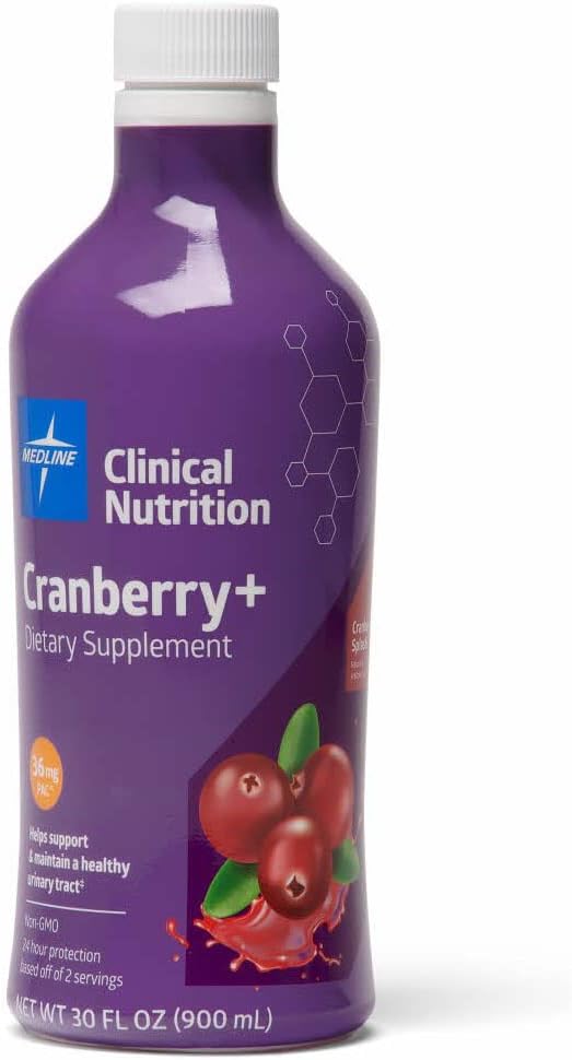 Medline Cranberry+ Liquid Urinary Tract Dietary Supplement, Supports Urinary Health, 30 oz. Bottle