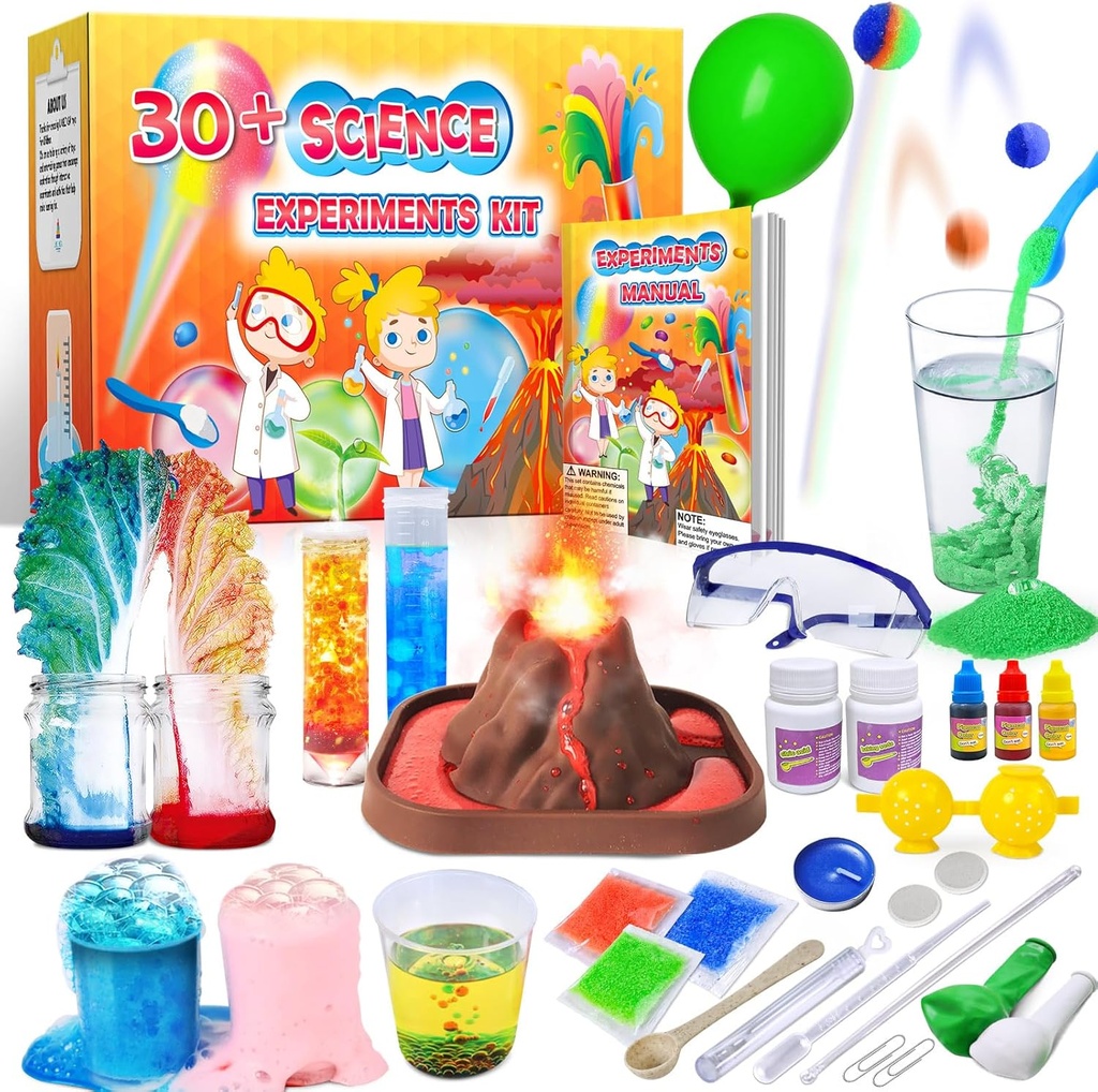 UNGLINGA 30 + Experiments Science Kits for Kids, S.T.E.M Educational Project Activities Toys Gifts for Boys Girls, Chemistry Set, Bouncy Ball, Volcano Eruption