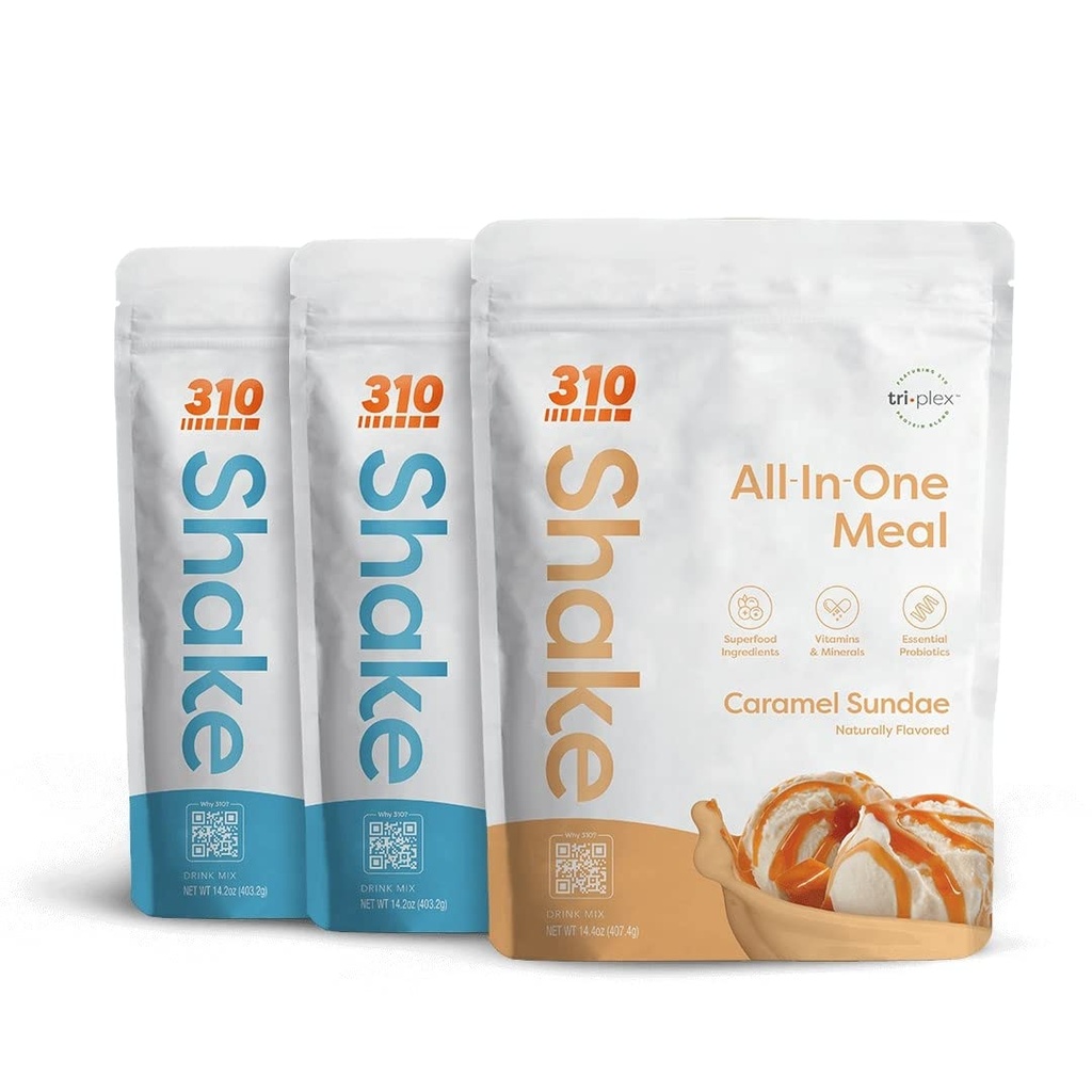 310 Nutrition - All-In-One Meal Replacement Shake - Ny Formel med Fiber Rich Vegan Superfood Blend - Naturliga sötningsmedel - Low Carb Shake, Keto & Paleo Friendly - Gluten Free - 26 Vitaminer och mineraler - Triple Flavor Pack