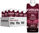Evolve Plant Based Protein Shake, Berry Medley, 20g Vegan Protein, Immune Support, Vitamin C & Zink, Dairy Free, No Artificial Sweeteners, Non-GMO, 10g Fiber, 11oz, (12 Pack) (Formula May Vary)